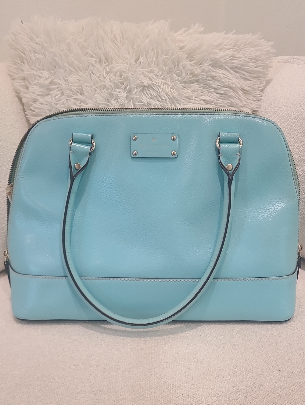 Kate Spade Turquoise/ Teal Large Leather Dome Satchel